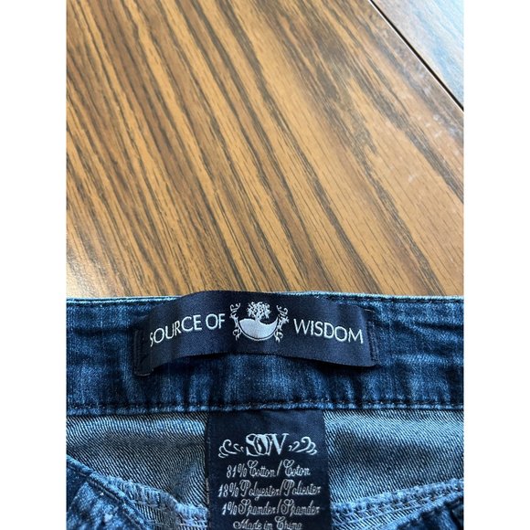 Source of Wisdom woman’s pull on button front straight leg jean size 0 - Picture 6 of 14